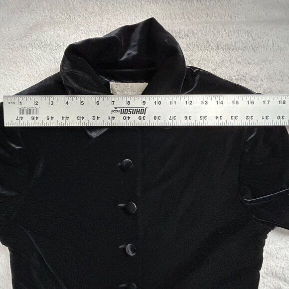 Vintage Emil Rutenberg Womens Black Velvet Black Jacket Small Single-Breasted - Picture 6 of 8